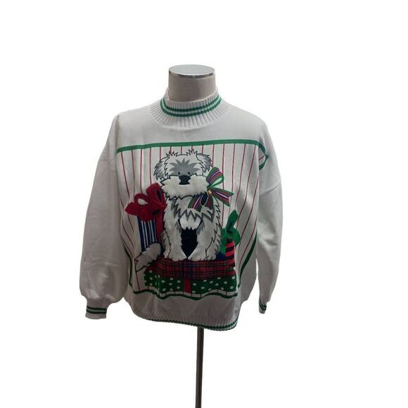 Vintage single stitch Christmas sweater dog - Picture 1 of 4